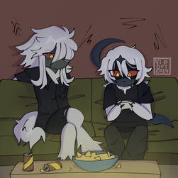 Lycion and Grimm (Art Fight for DEADMEATUU) Lycion and Grimm (Art Fight for DEADMEATUU)